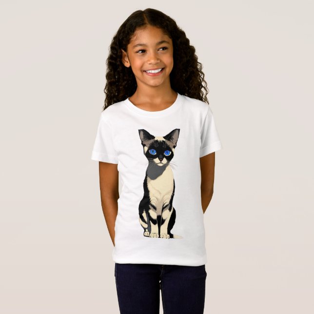 Camiseta Gato siamés arte gato ojos azules amante de los ni (Anverso completo)