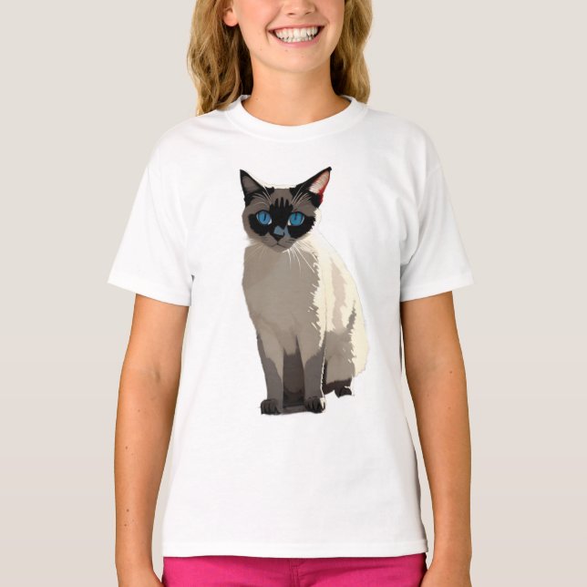 Camiseta Gato siamés arte gato ojos azules amante de los ni (Anverso)