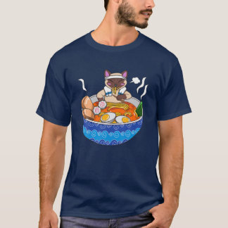 Camiseta Gato siamés Chillin Ramen Kawaii Comida japonesa O