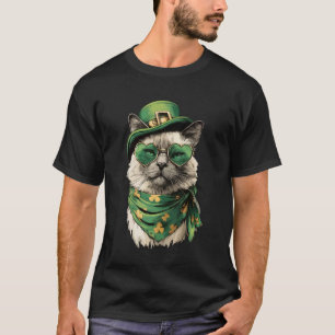 Camiseta Gato siamés con gafas de sol de corazones Tréboles