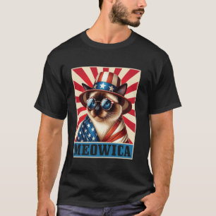 Camiseta Gato siamés con gafas de sol y sombrero de ala anc