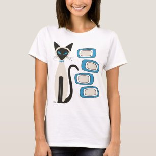 Camiseta Gato siamés con óblonos azules de mediados del sig