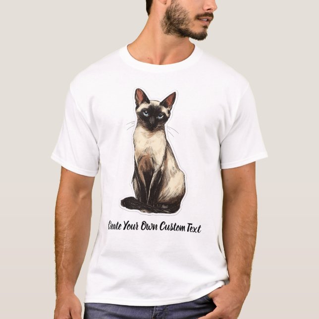 Camiseta Gato siamés Cree su propio texto personalizado  (Anverso)