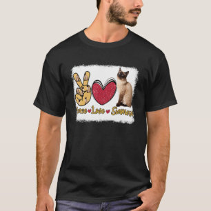 Camiseta Gato siamés de amor paz Dueño Hombre Mujer Blanque
