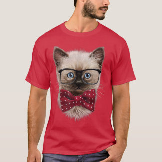 Camiseta Gato siamés de aspecto inteligente, ojeglass nervi