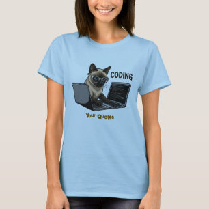 Camiseta Gato siamés de dibujos animados programando