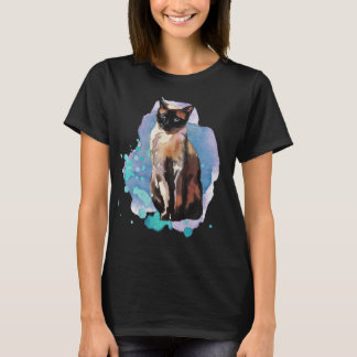 Camiseta Gato siamés de la acuarela
