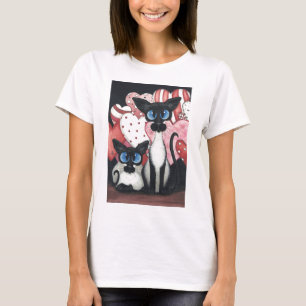 Camiseta Gato siamés de la tarjeta del día de San Valent