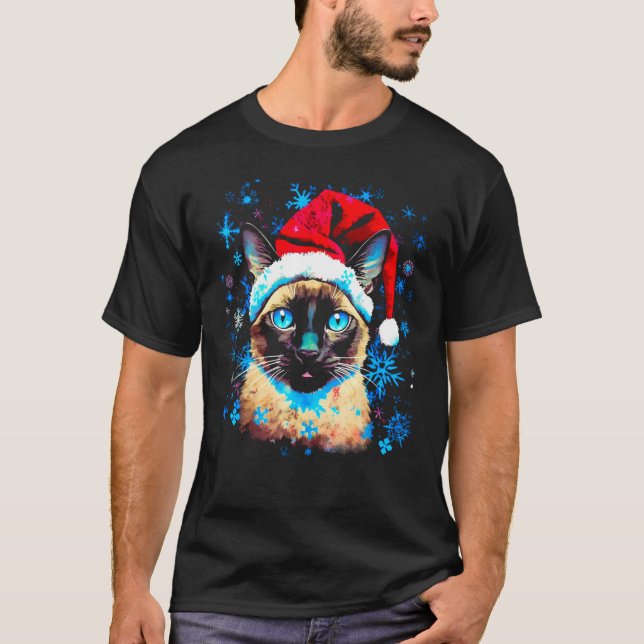 Camiseta Gato siamés de Navidad (Anverso)