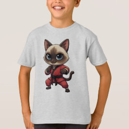 Camiseta Gato siamés divertido de kung fu, artes marciales