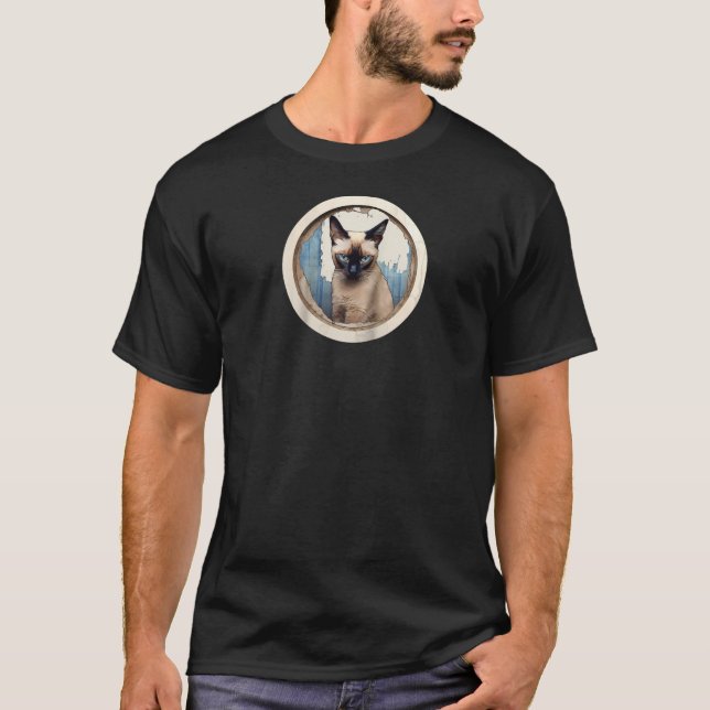 Camiseta Gato siamés estilo angustiado Gatos de amor Base R (Anverso)