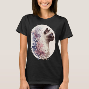 Camiseta Gato Siamés Flor de Cerezo Japonés Sakura F