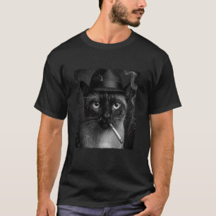 Camiseta Gato siamés fumando cigarrillo Meme Amante de gato