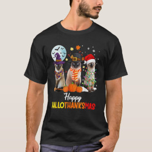 Camiseta Gato siamés Halloween Feliz Navidad Feliz Hallot