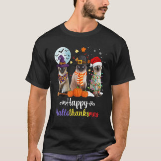 Camiseta Gato siamés Halloween Feliz Navidad Hallot