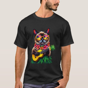 Camiseta Gato siamés hawaiano y vacaciones de verano con uk