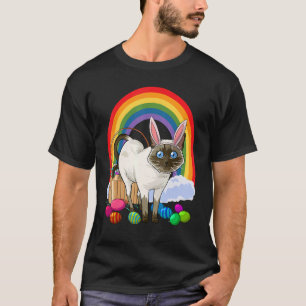 Camiseta Gato siamés huevos de Pascua conejo