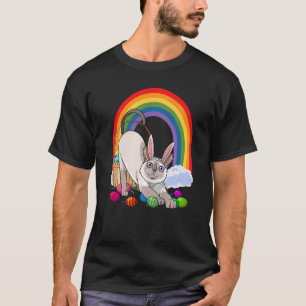Camiseta Gato siamés huevos de Pascua conejo