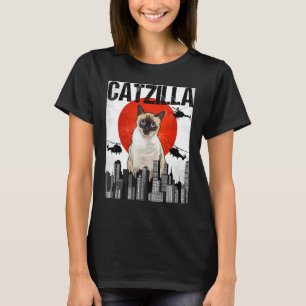 Camiseta Gato siamés japonés vintage divertido Catzilla