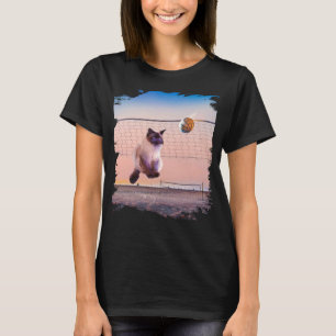 Camiseta Gato siamés jugando voleibol de playa
