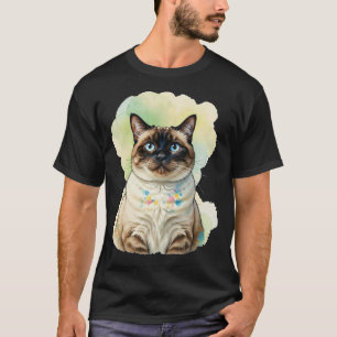 Camiseta Gato siamés lindo ojos azules arte de mascota acua