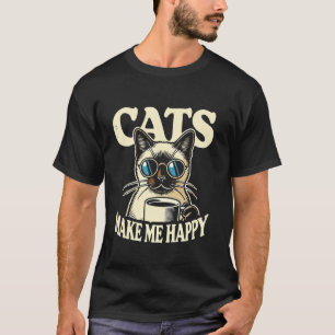 Camiseta Gato siamés Los gatos me hacen feliz