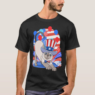 Camiseta Gato siamés Merica 4 de julio Patriótico americano