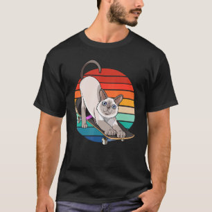Camiseta Gato siamés montando un monopatín Gatito en monopa