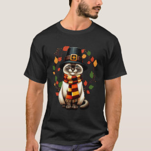 Camiseta Gato siamés peregrino Día de Acción de Gracias Pav
