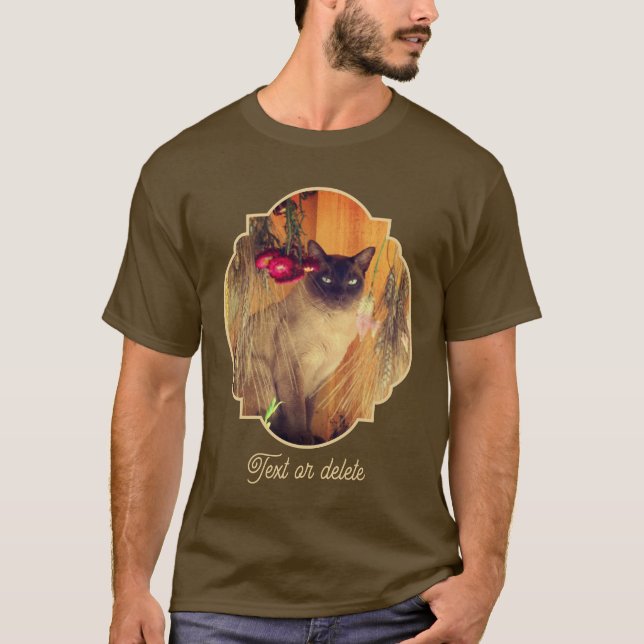 Camiseta Gato siamés posando con flores personalizado (Anverso)