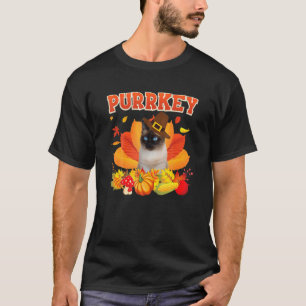 Camiseta Gato siamés Purrkey Urkey Día de Acción de Gracias