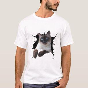 Camiseta Gato siamés. Ropa desgarrada, gatito