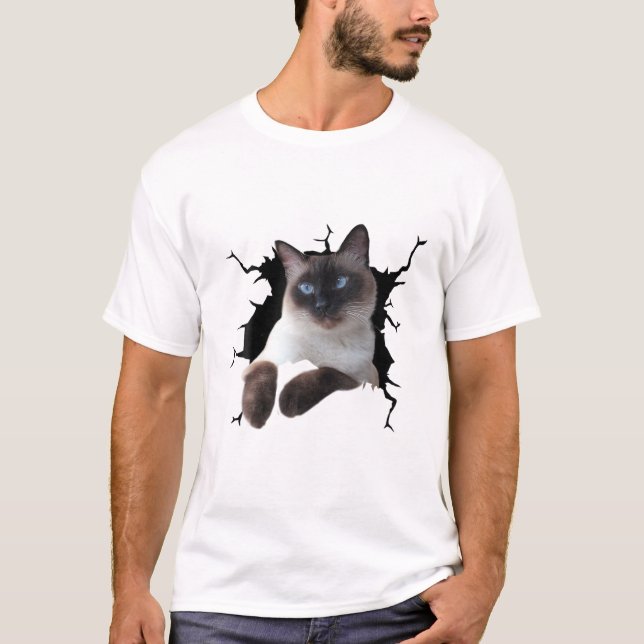 Camiseta Gato siamés. Ropa desgarrada, gatito (Anverso)