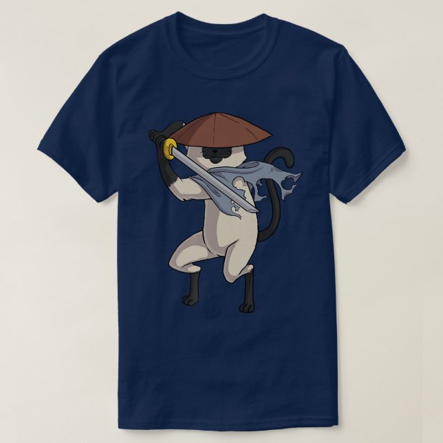 Camiseta Gato siamés samurai  (Diseño del anverso)