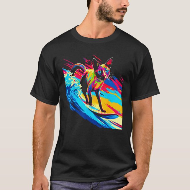 Camiseta Gato siamés surf (Anverso)