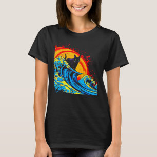 Camiseta Gato siamés surfeando verano