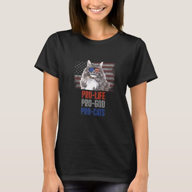 Camiseta Gato siberiano Pro Life Pro God Pro Cats American  (Anverso)
