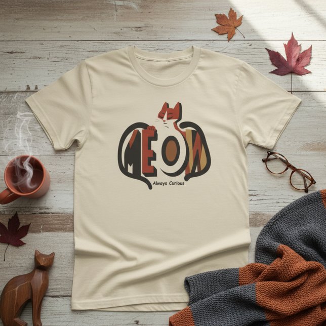 Camiseta GATO Siempre Curioso Tipografía Retro (Subido por el creador)