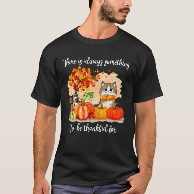 Camiseta Gato Siempre Hay Algo Que Agradecer Autum (Anverso)