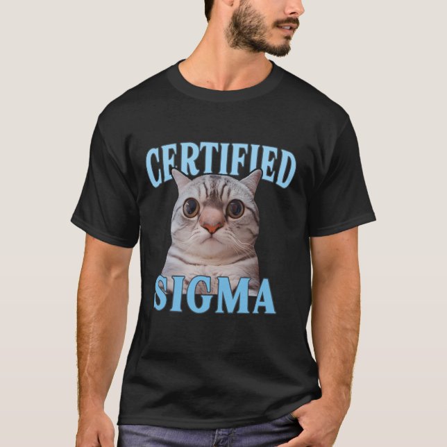 Camiseta Gato Sigma Certificado Divertido Meme (Anverso)