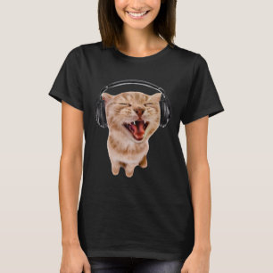 Camiseta Gato Silencioso con audífonos