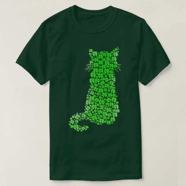 Camiseta Gato Silhouette Shamrock St Patricks Day Kitten Lo (Diseño del anverso)