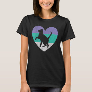 Camiseta Gato Silueta Retro Corazón de Gato Animal Vintage