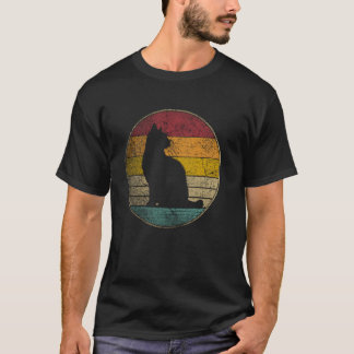 Camiseta Gato - Silueta Retro Vintage Distorsionada 60s 70s