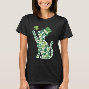 Camiseta Gato Silueta Trébol Día de San Patricio Gatito