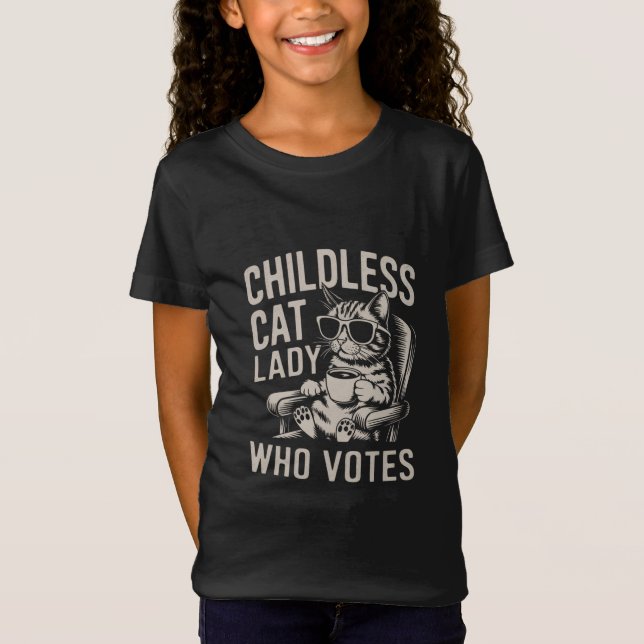 Camiseta Gato sin hijos Lady 2024 Voto electoral Kamala (Anverso)