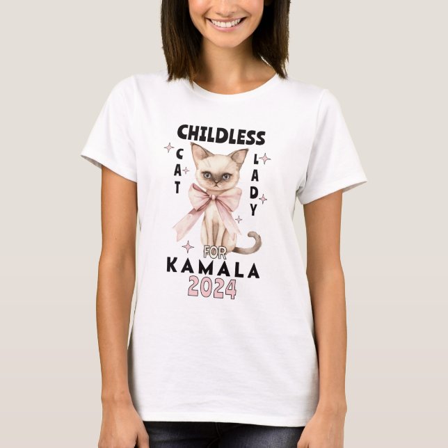 Camiseta Gato sin hijos Lady para Kamala (Anverso)