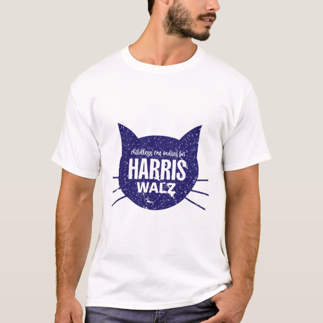 Camiseta Gato sin hijos para Harris Walz 2024 (Anverso)