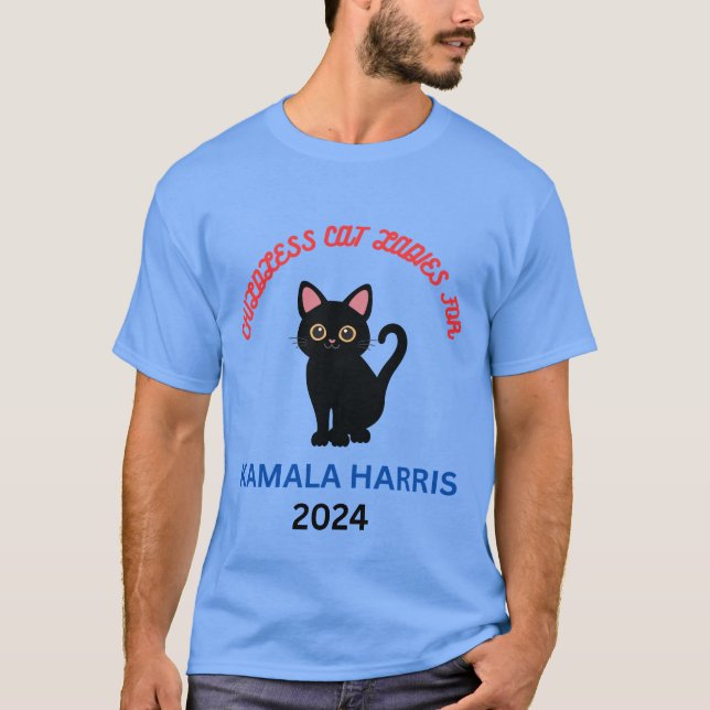Camiseta Gato sin hijos para Kamala Harris - T masculino (Anverso)