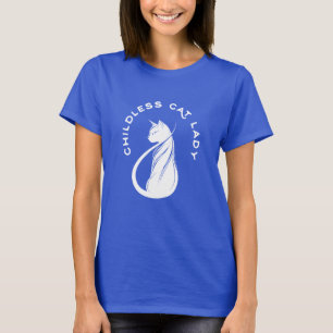 Camiseta gato sin hijos, señora graciosa, cita azul